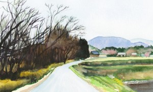 570. Spring Stroll watercolor painting by Mariko Irie