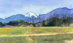 574. A View of Mt.Kaikoma Watercolor painting by Mariko Irie